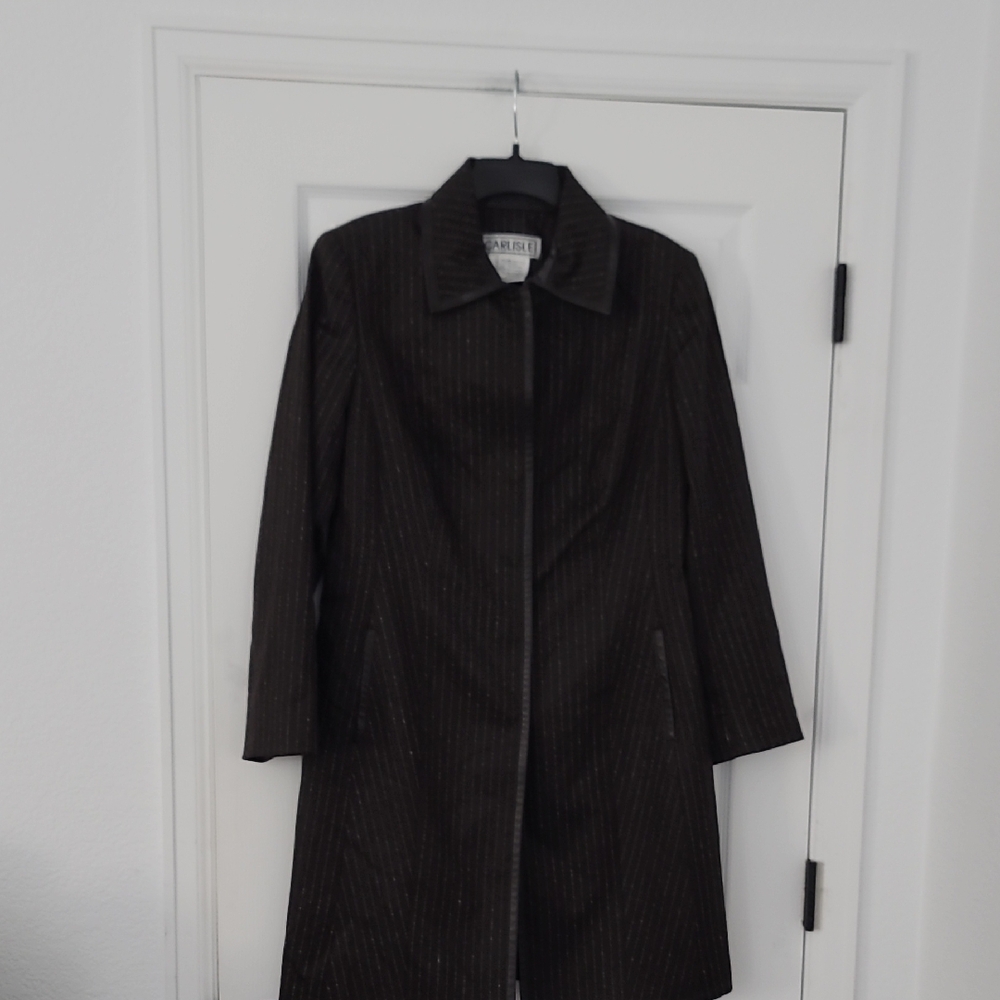 Carlisle Dark Brown Pinstripe Trench Coat